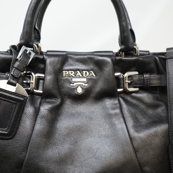 Prada Soft Calf Pleated Tote Bag – Black - Picture 3 of 16